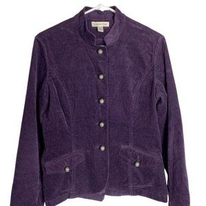 Coldwater Creek Pinwale Corduroy Plum Purple Military Jacket Blazer Women's 6